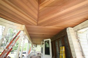 close up of upward view of porch remodel