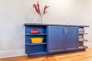 beautiful kitchen remodel with blue cabinets