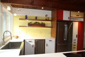 side view of kitchen cabinets