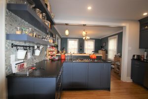 blue kitchen cabinets in kitchen remodel