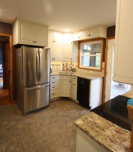 kitchen remodel with stainless steel fridge