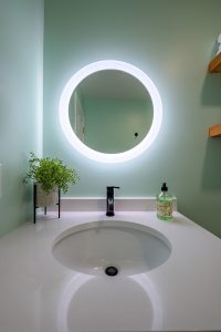 new bathroom counter with light up mirror