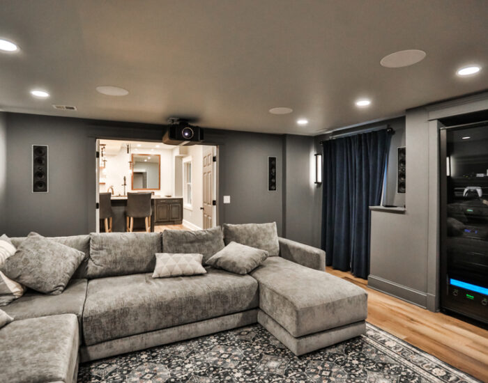 basement living room remodel in Troy, NY